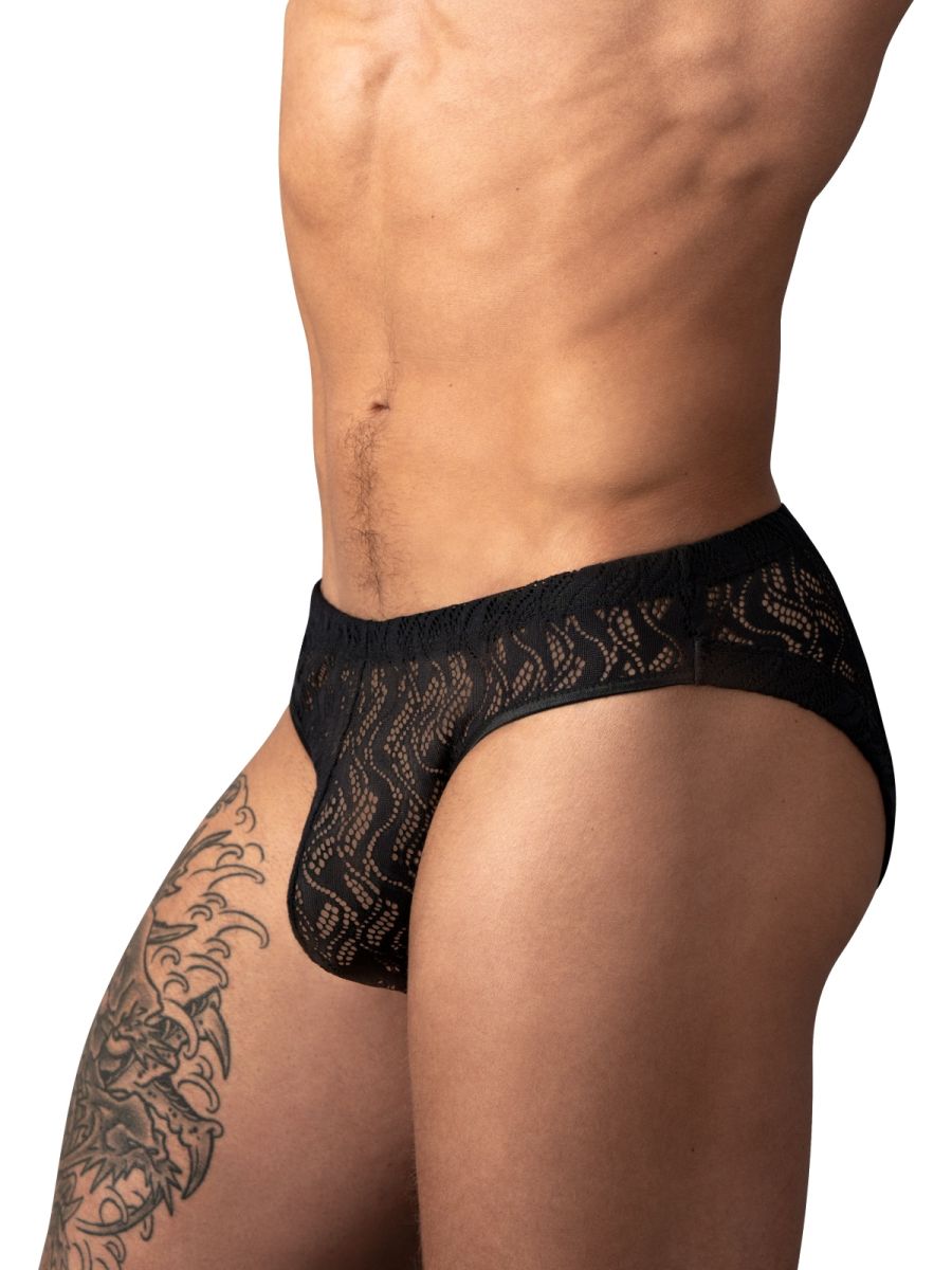 Male Power 330-305 Mens Lace Ripple Moon Jock Black