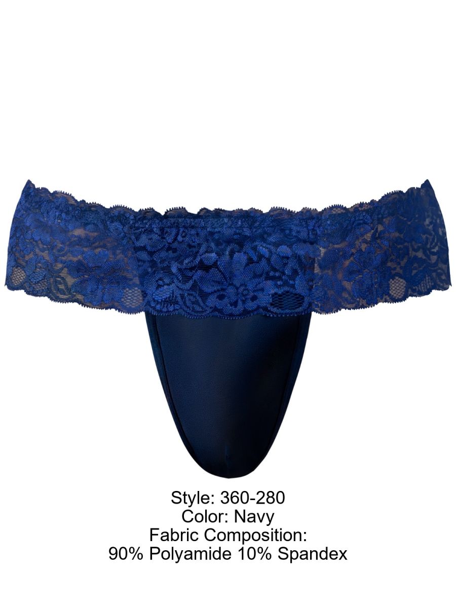 Male Power 360-280 Mens Sassy Lace with Skirt Ruffle Top Jock Navy