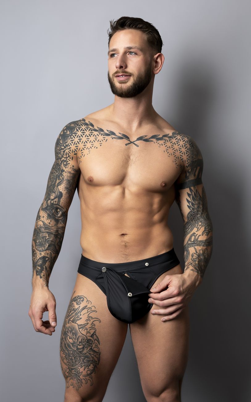 Male Power 410-298 Oh Snap Snap off front Male Thong Black