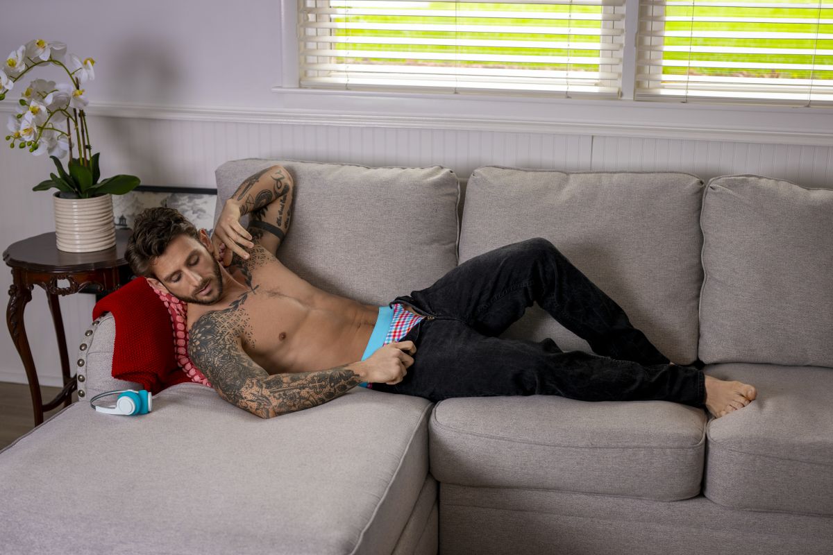 Male Power 412-306 Mens So Comfy Gingham Thong Multi Color