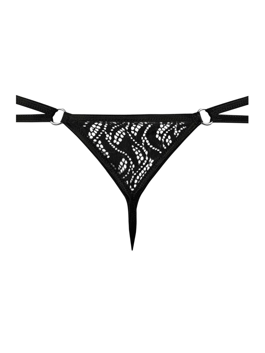 Male Power 456-305 Mens Ripple Lace Micro V String Black