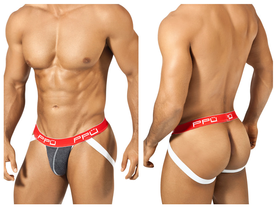 PPU 1308 Cotton Jockstrap Gray-Red