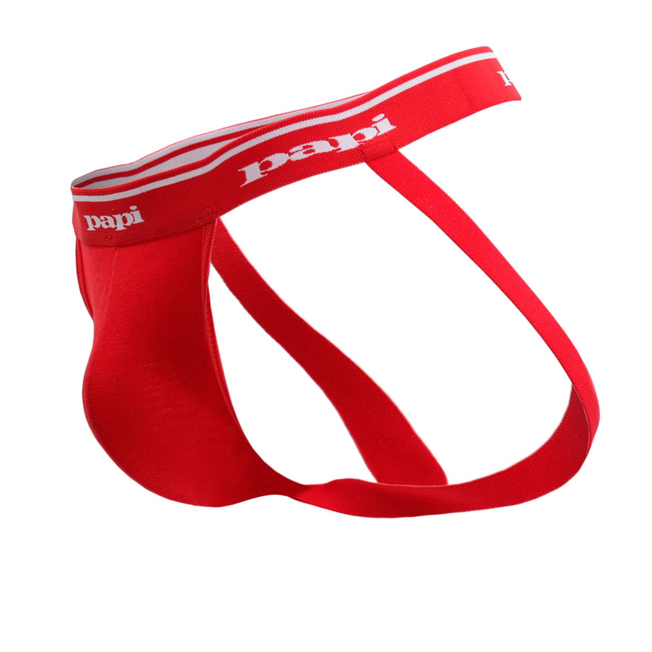 Papi 705910-999 3PK 1X1 Rib Jockstrap Black. Red & Turquoise