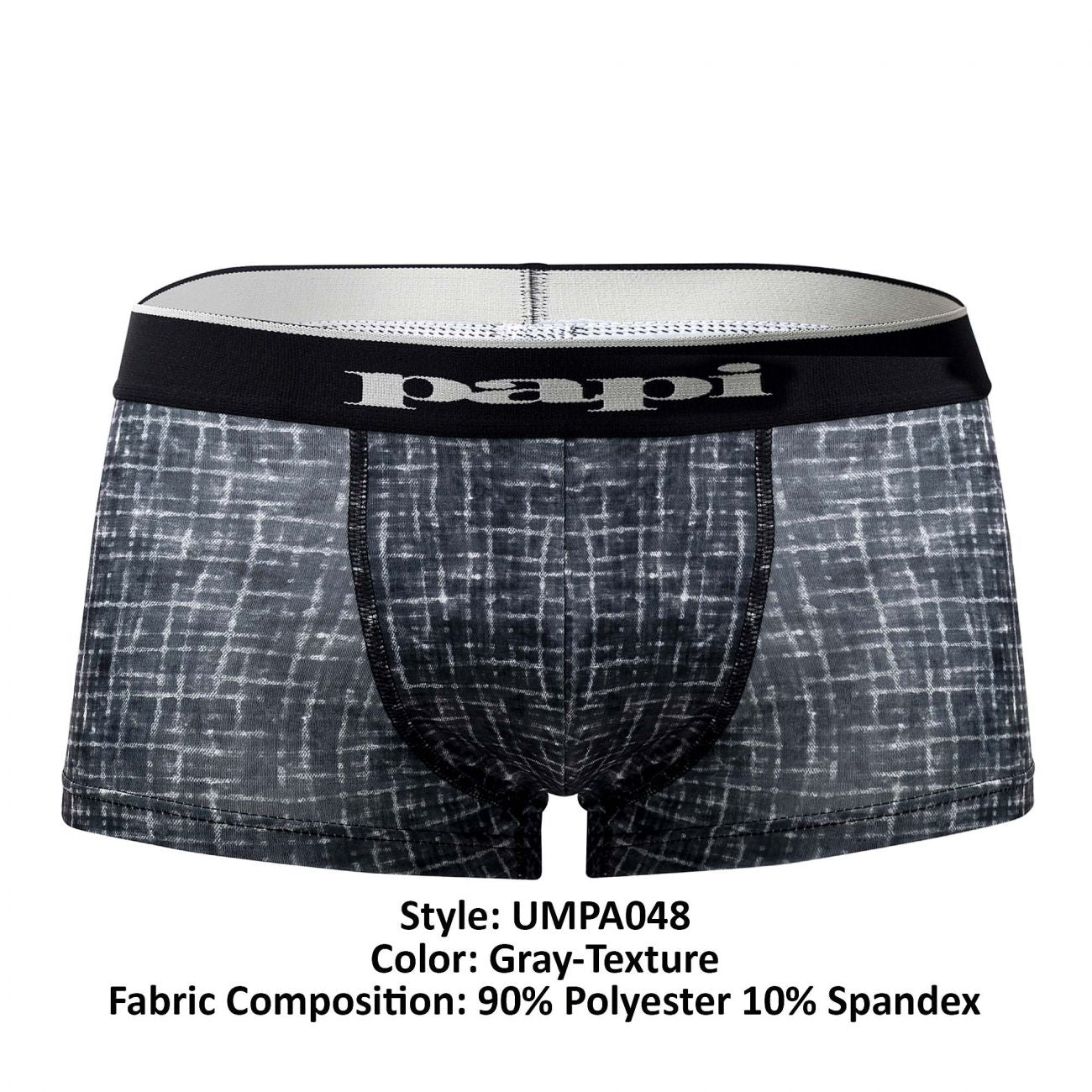 Papi UMPA048 Microflex Brazilian Trunks Gray-Texture
