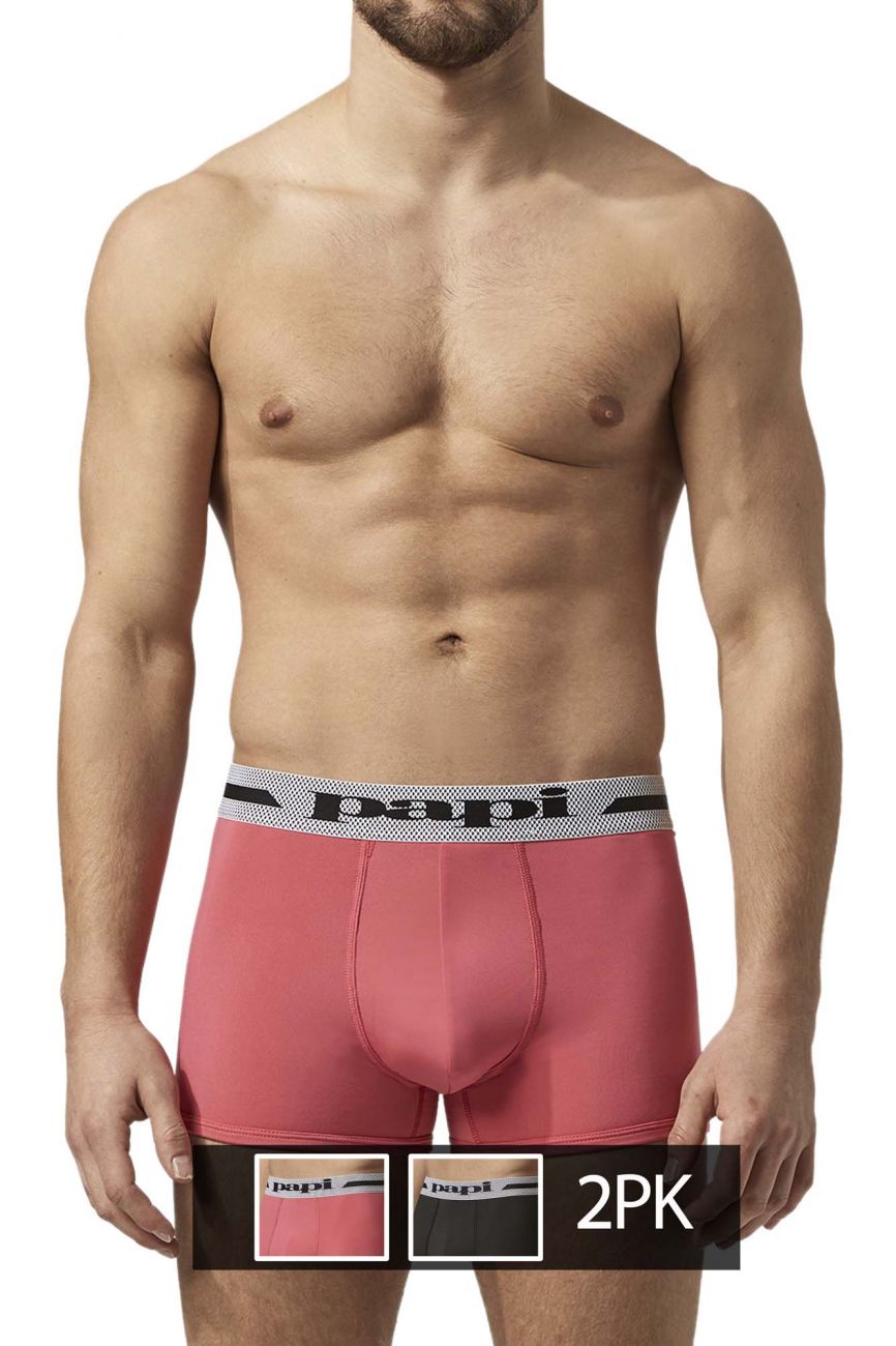 Papi UMPA080 2PK Microflex Brazilian Trunks Pink-Black