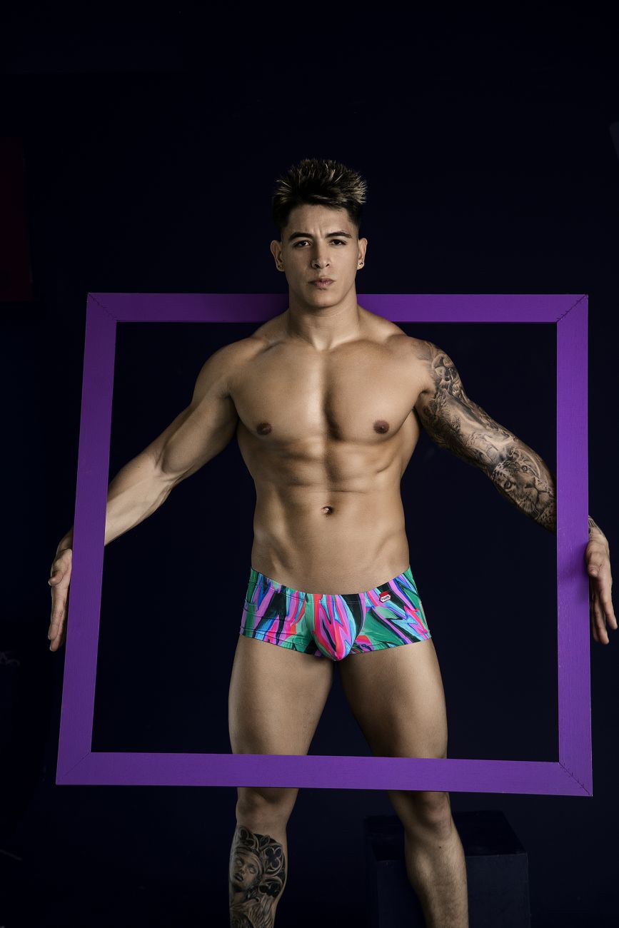 Pikante 1828 Abstract Colourful Festive Mens Trunks Green Multi