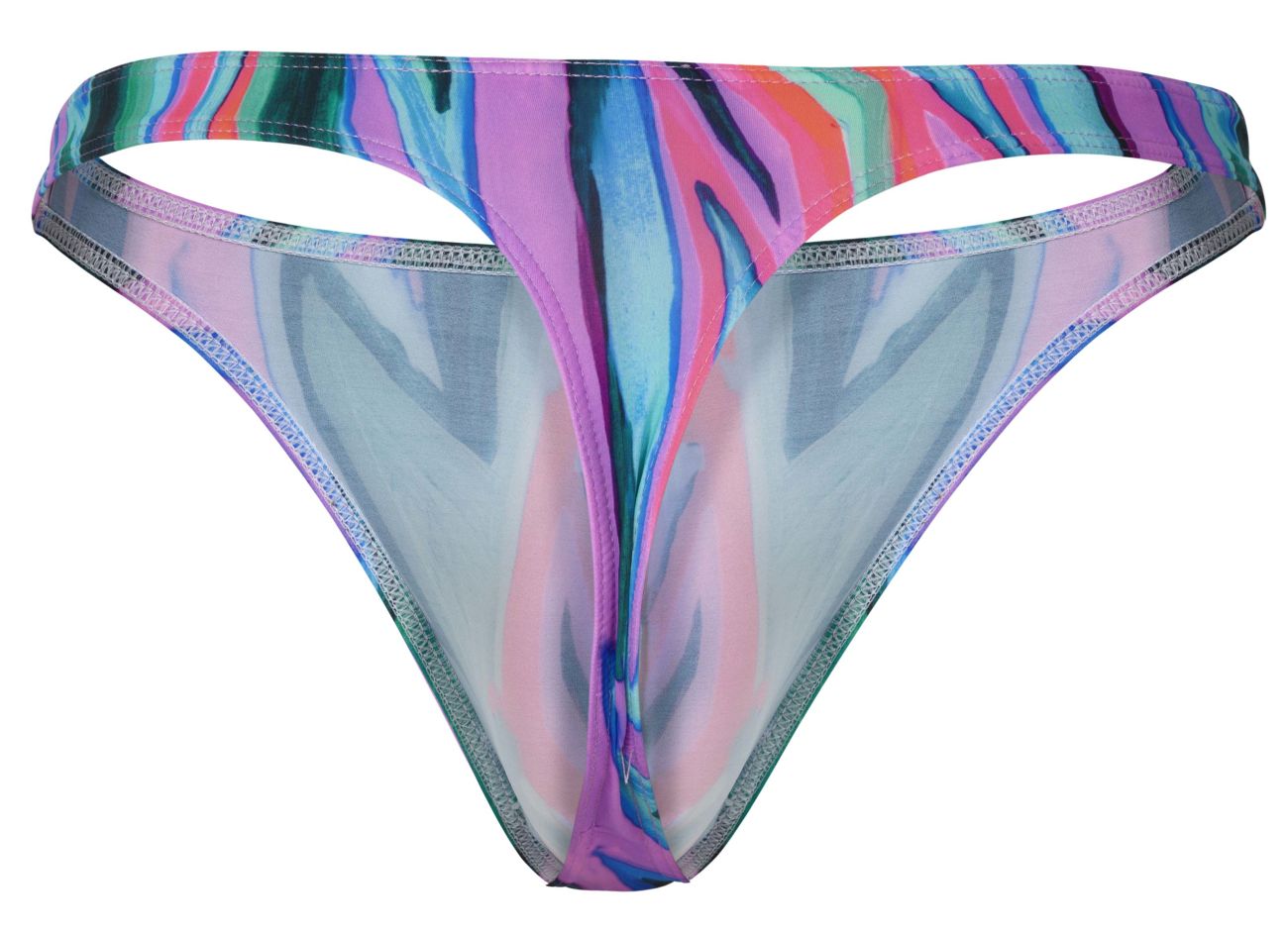 Pikante 1829 Mens Abstract Colourful Festive Thongs Green Multi