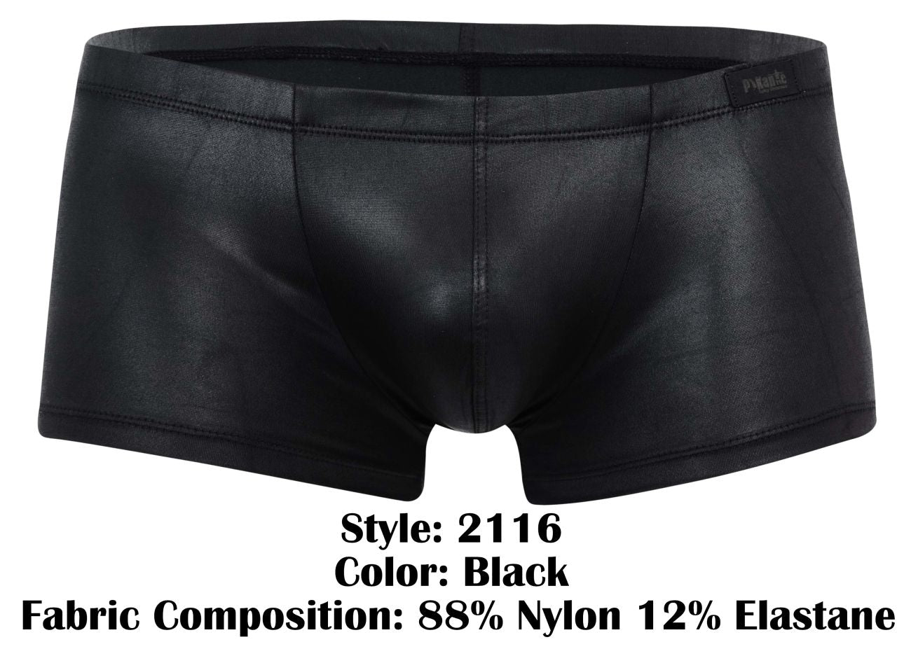 Pikante 2116 Candy 'Mens Bold Wet-look Trunks Black