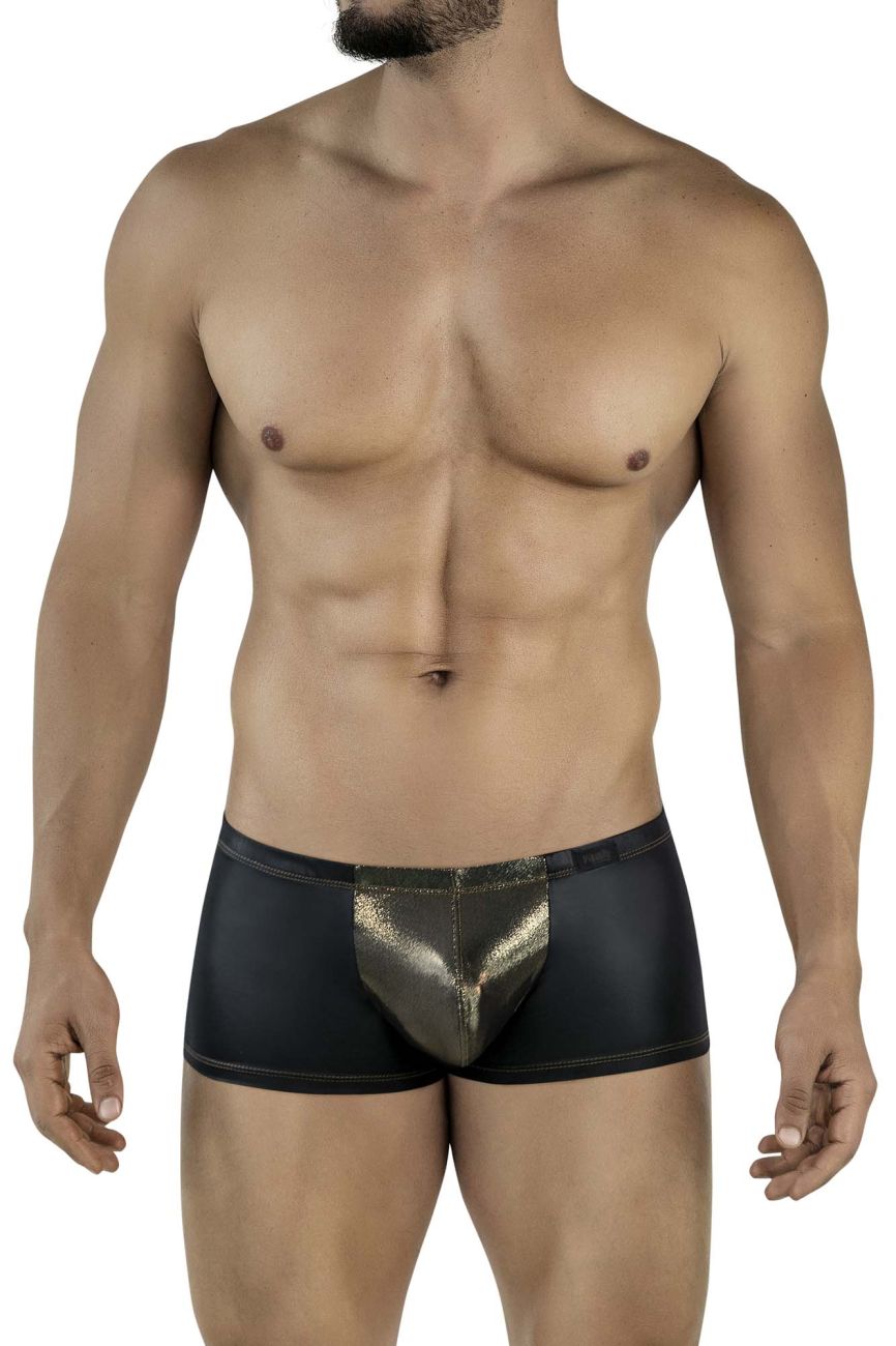 Pikante 2120 Glitters Mens Metallic Gold Front Trunks Black