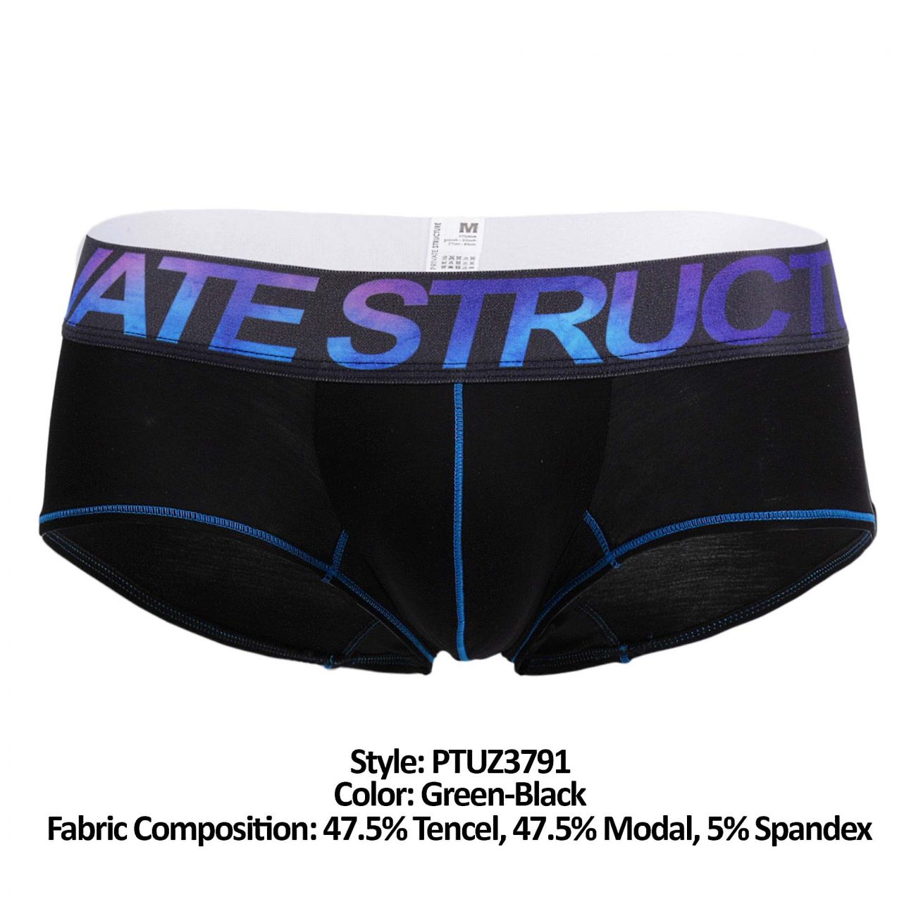 Private Structure PTUZ3791 Platinum Tencel Mini Brief Green-Black