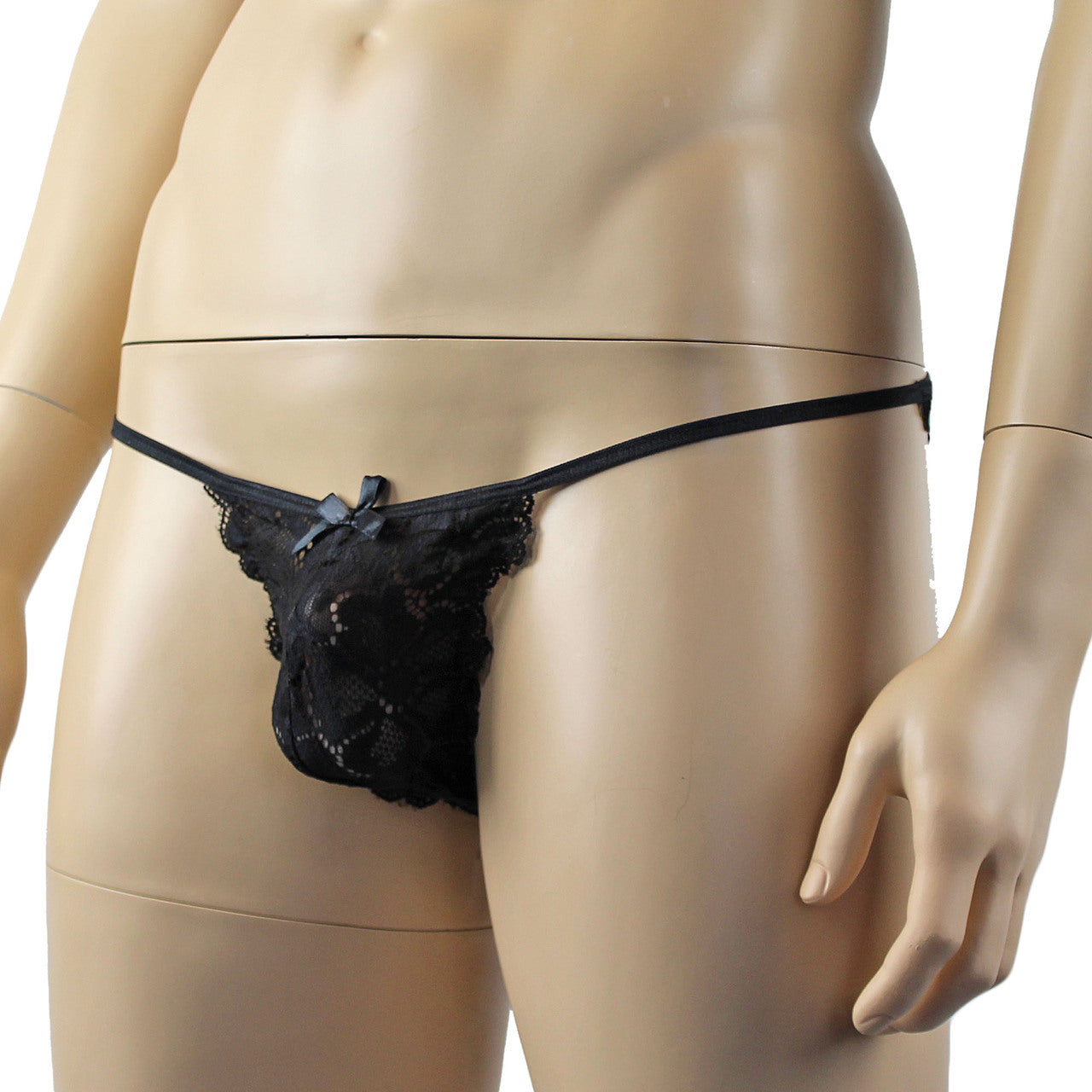 Mens Sweetheart Shiny Lace Bikini Brief Panty (black plus other colours)