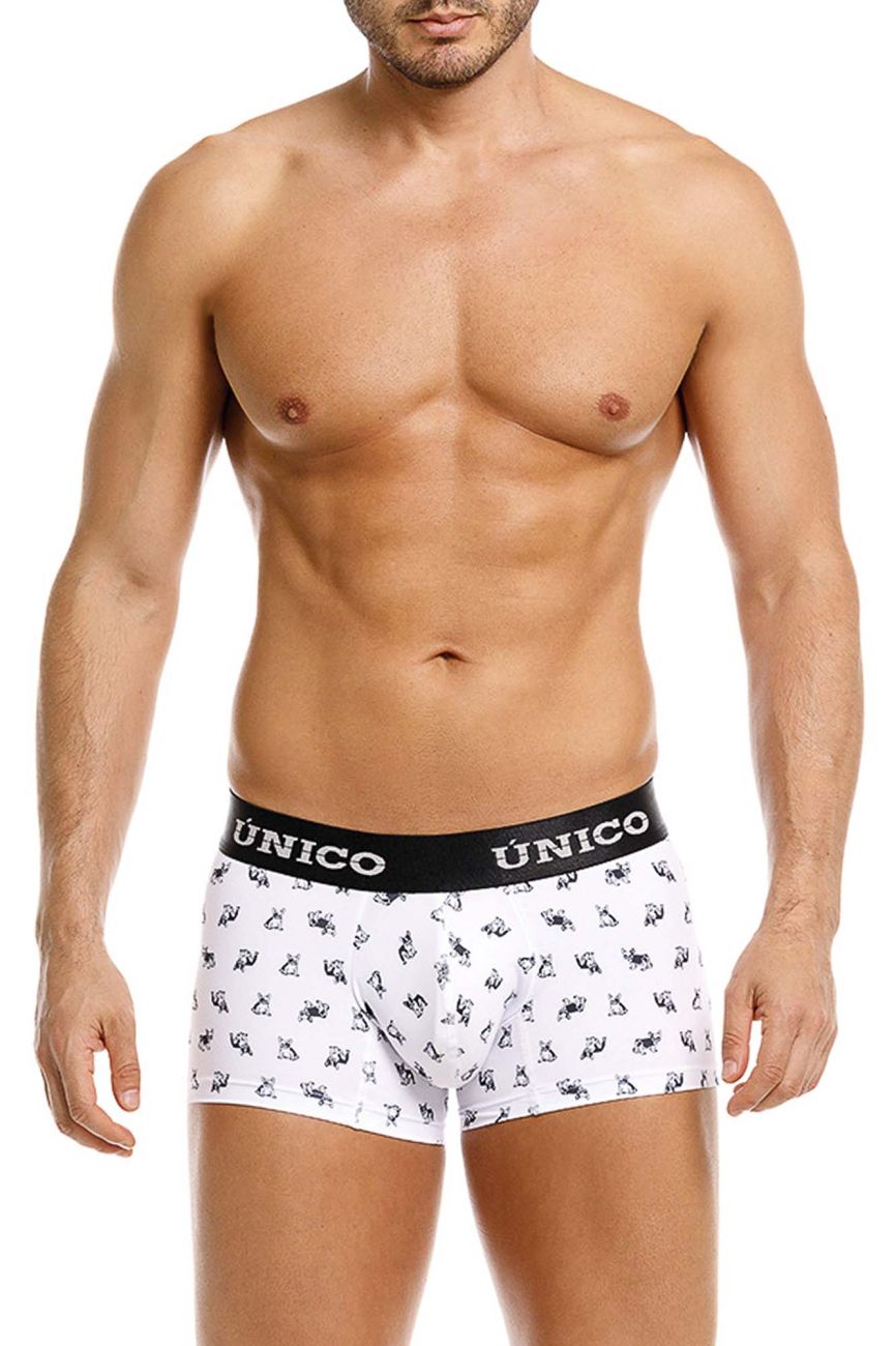 Unico 25040100130 Frenchis Mens Playful Print Trunks White Plus Sizes