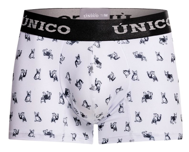 Unico 25040100130 Frenchis Mens Playful Print Trunks White Plus Sizes