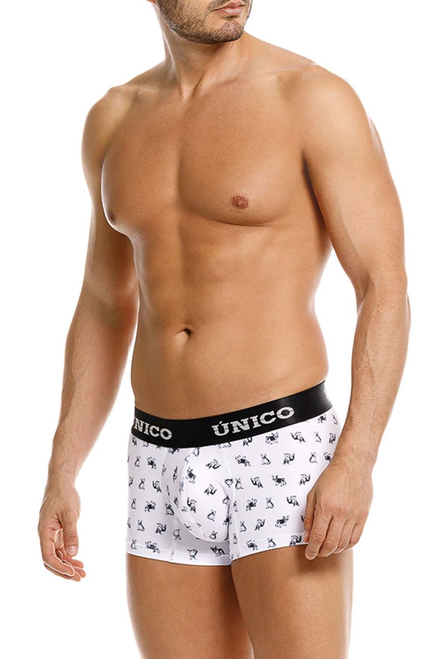 Unico 25040100130 Frenchis Mens Playful Print Trunks White Plus Sizes