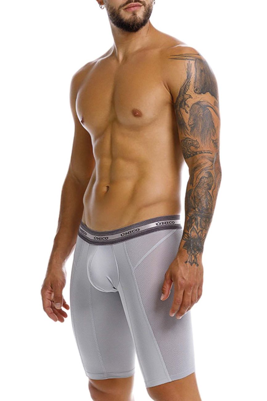 Unico 25040100323 Albaricoque Mens Long Leg Boxer Briefs Gray Plus Sizes