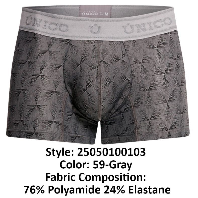 Unico 25050100103 Chisell Mens Premium Comfort Trunks Gray Plus Sizes