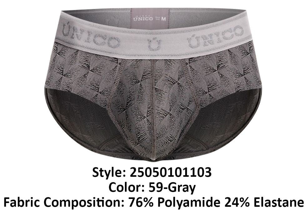 Unico 25050101103 Chisell Mens Refined Comfort Briefs Gray Plus Sizes