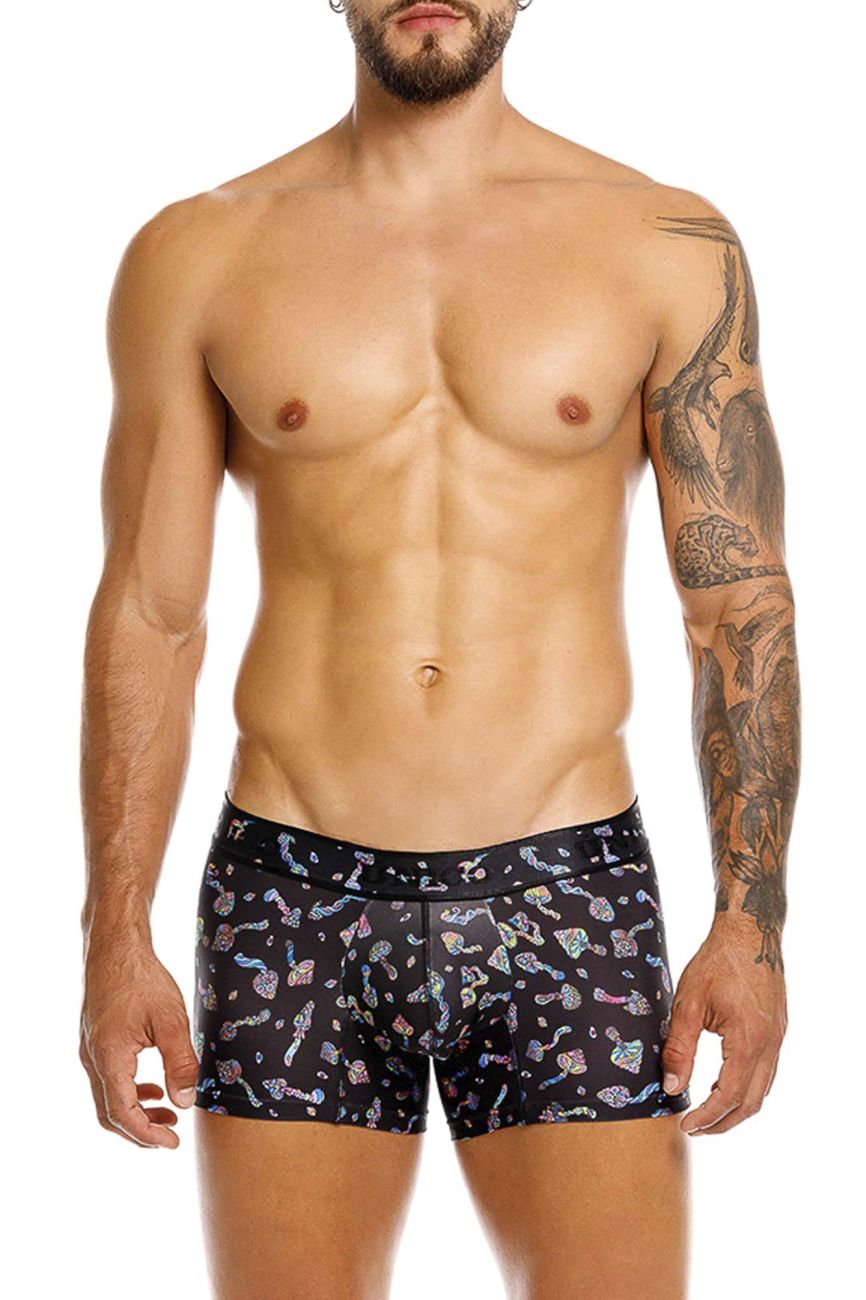 Unico 25060100103 Hongos Mens Vibrant Print Trunks Black Plus Sizes
