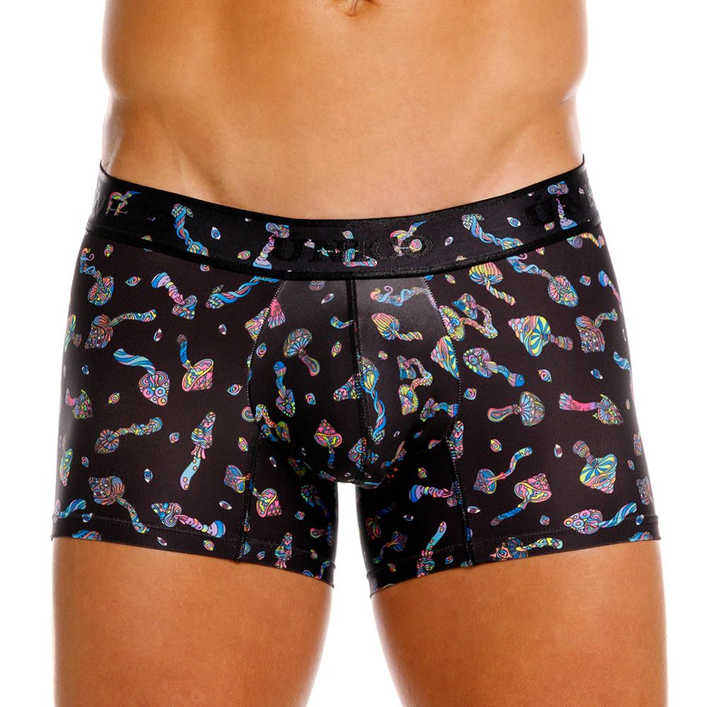 Unico 25060100103 Hongos Mens Vibrant Print Trunks Black Plus Sizes