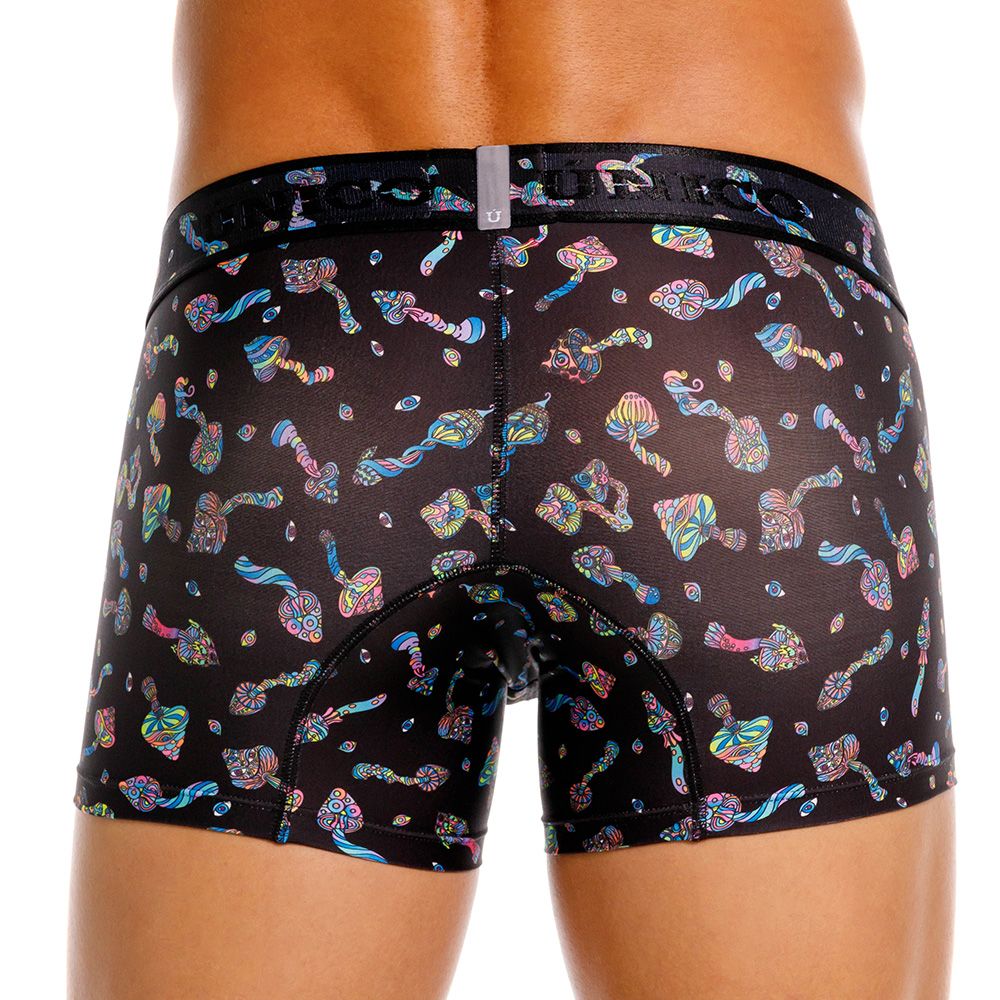 Unico 25060100103 Hongos Mens Vibrant Print Trunks Black Plus Sizes