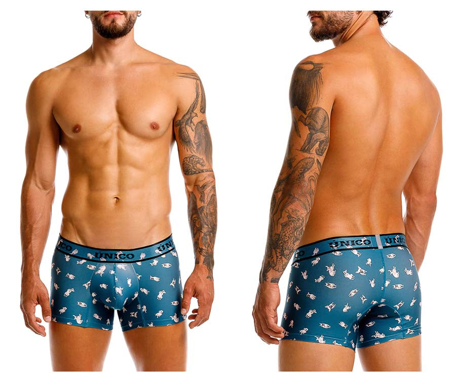 Unico 25060100104 Chihuahua Mens Playful Teal Blue Trunks Plus Sizes