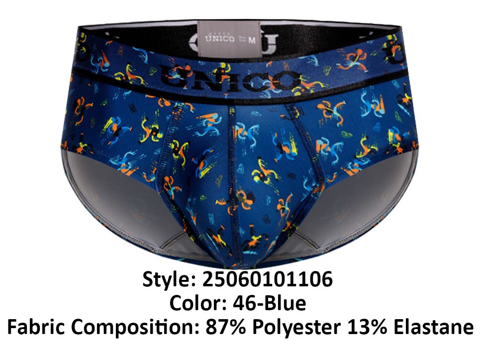 Unico 25060101106 Pacer Mens Vibrant Briefs Blue Print Plus Sizes