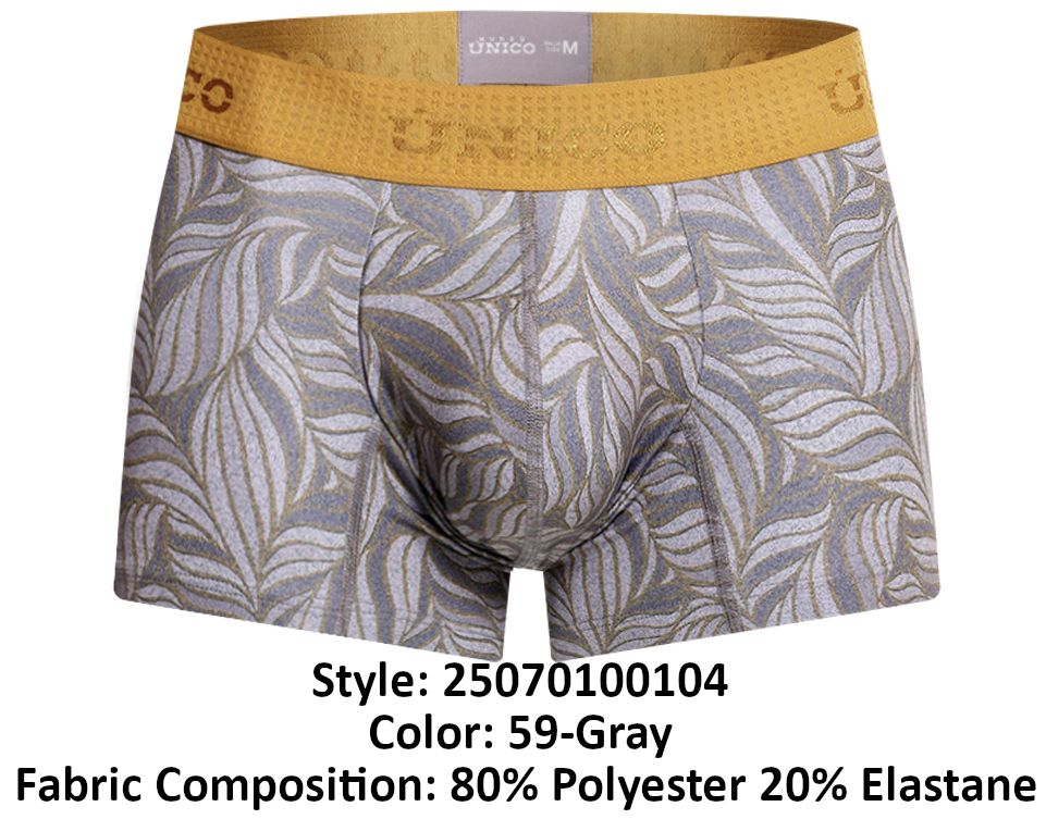 Unico 25070100104 Caudal Mens Stylish Trunks Gray Print Plus Sizes