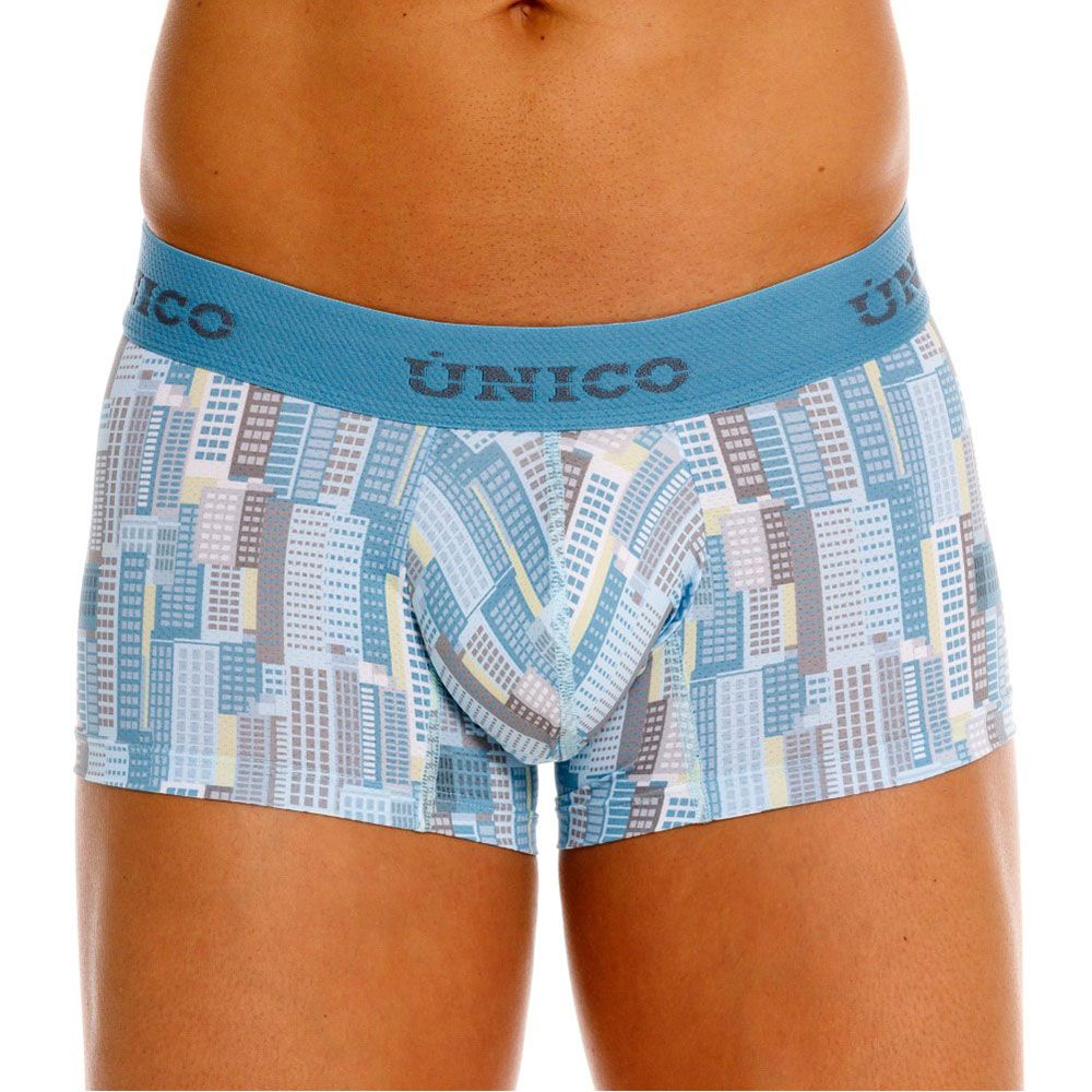 Unico 26020100103 Ocarina Mens Cool Geometric Print Trunks Blue Plus Sizes