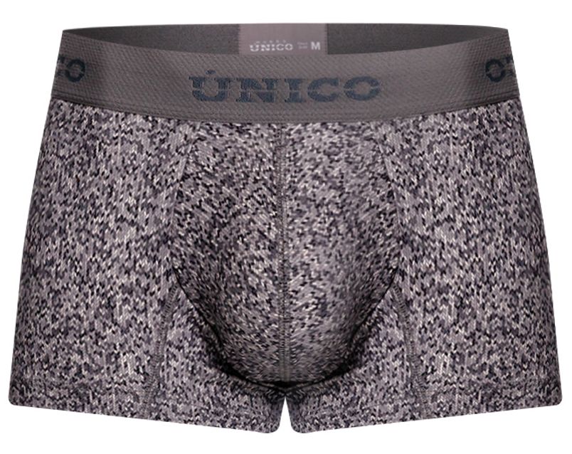 Unico 26020100114 Suede Mens Sleek Micro Print Trunks Gray Plus Sizes