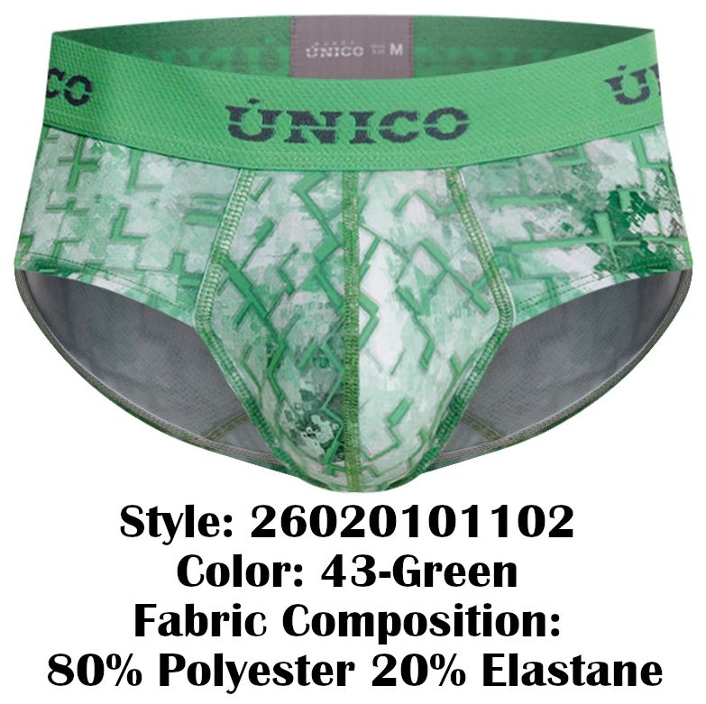Unico 26020101102 Piramide Mens Modern Edge Briefs Green