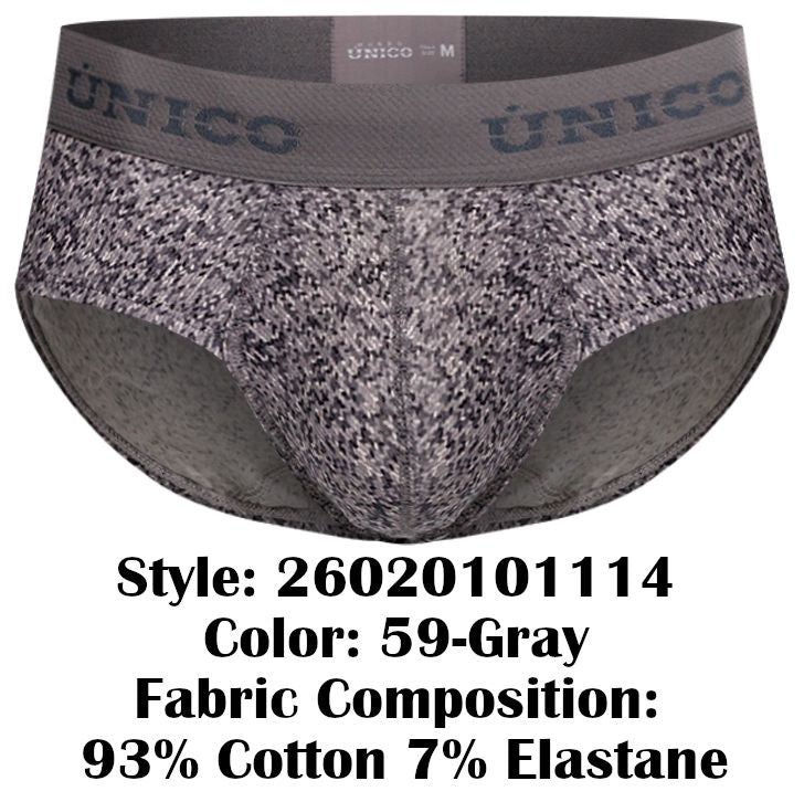 Unico 26020101114 Suede Mens Everyday Favourite Briefs Gray