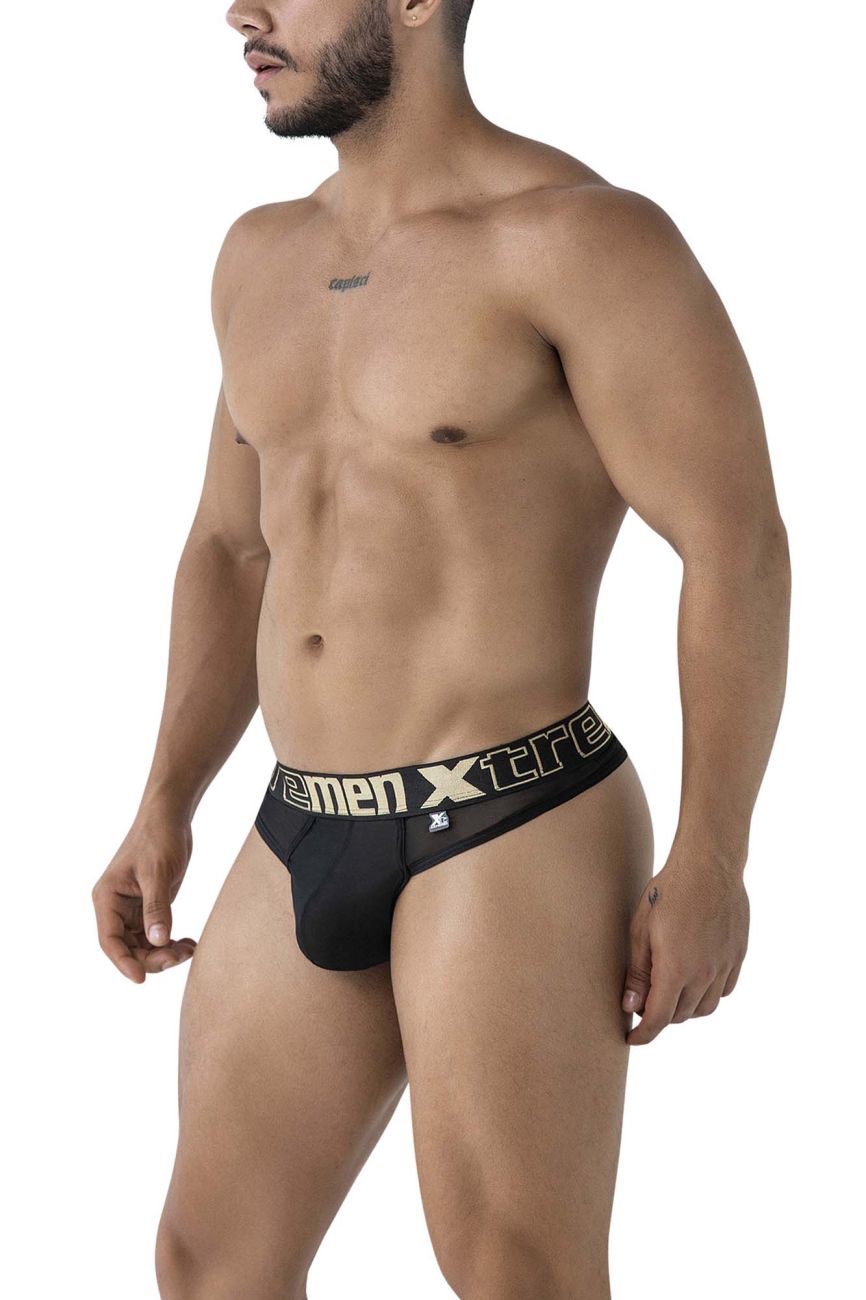 Xtremen 91235 Mens Sheer Microfiber Thong Black