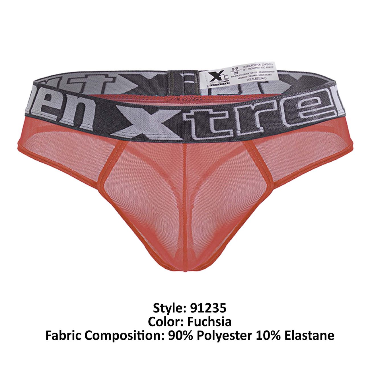 Xtremen 91235 Mens Sheer Microfiber Thong Fuchsia