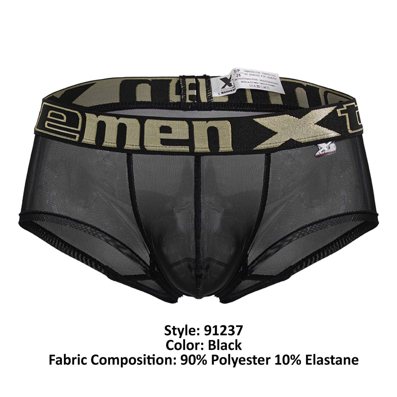 Xtremen 91237 Mens Sheer Microfiber Trunks Black