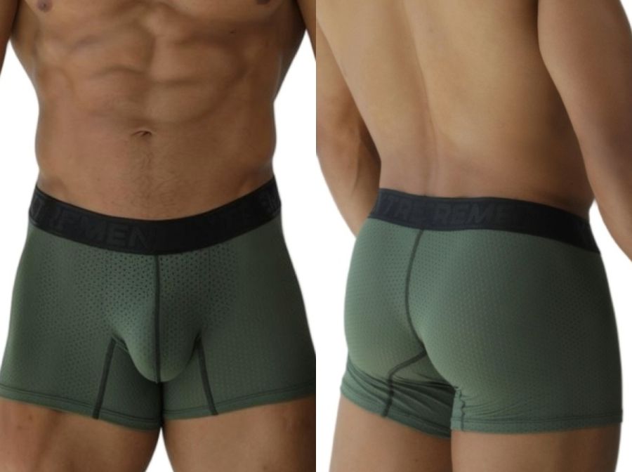 Xtremen 91251 Xtremen Mens Micro-Perforated High Performance Boxer Briefs Military Green