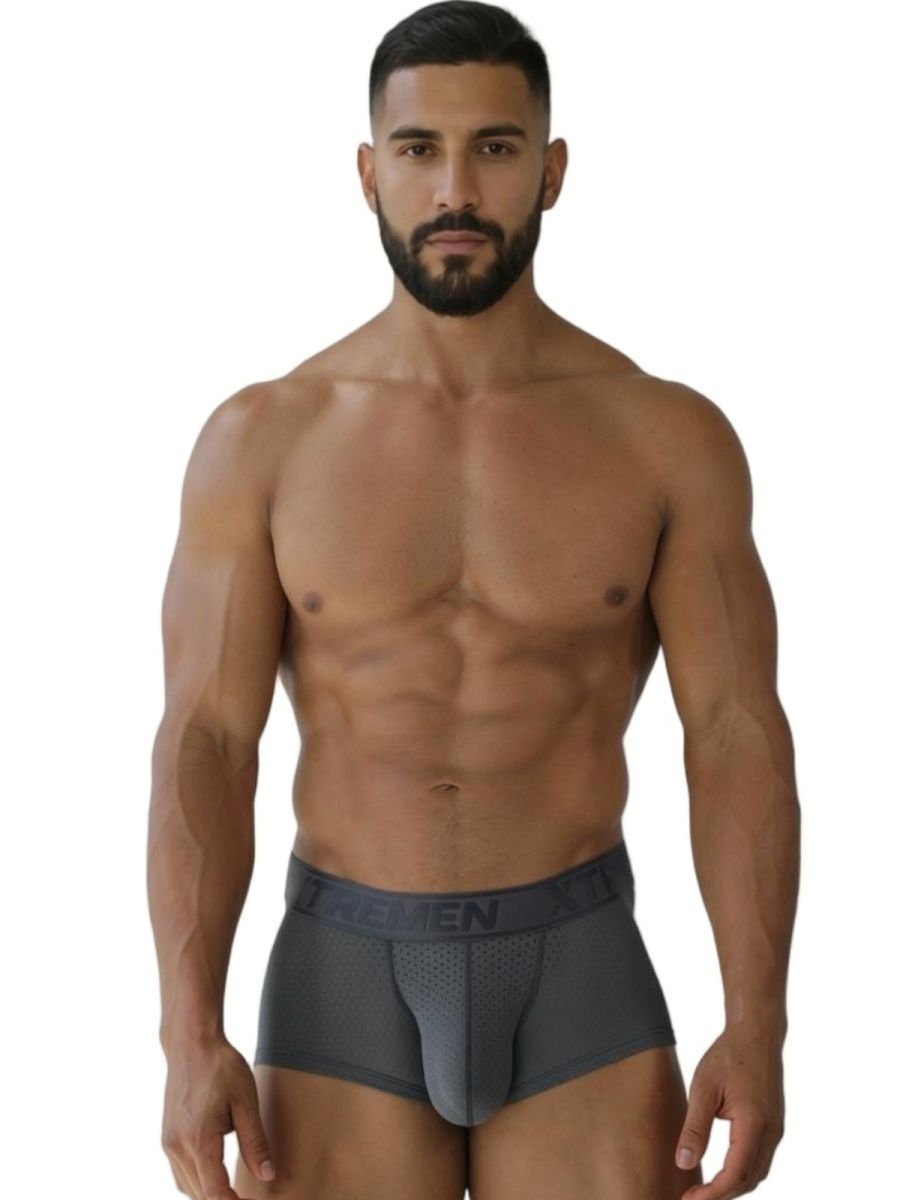 Xtremen 91252 XTREMEN Mens Signature Breathable Modern Trunks Gray