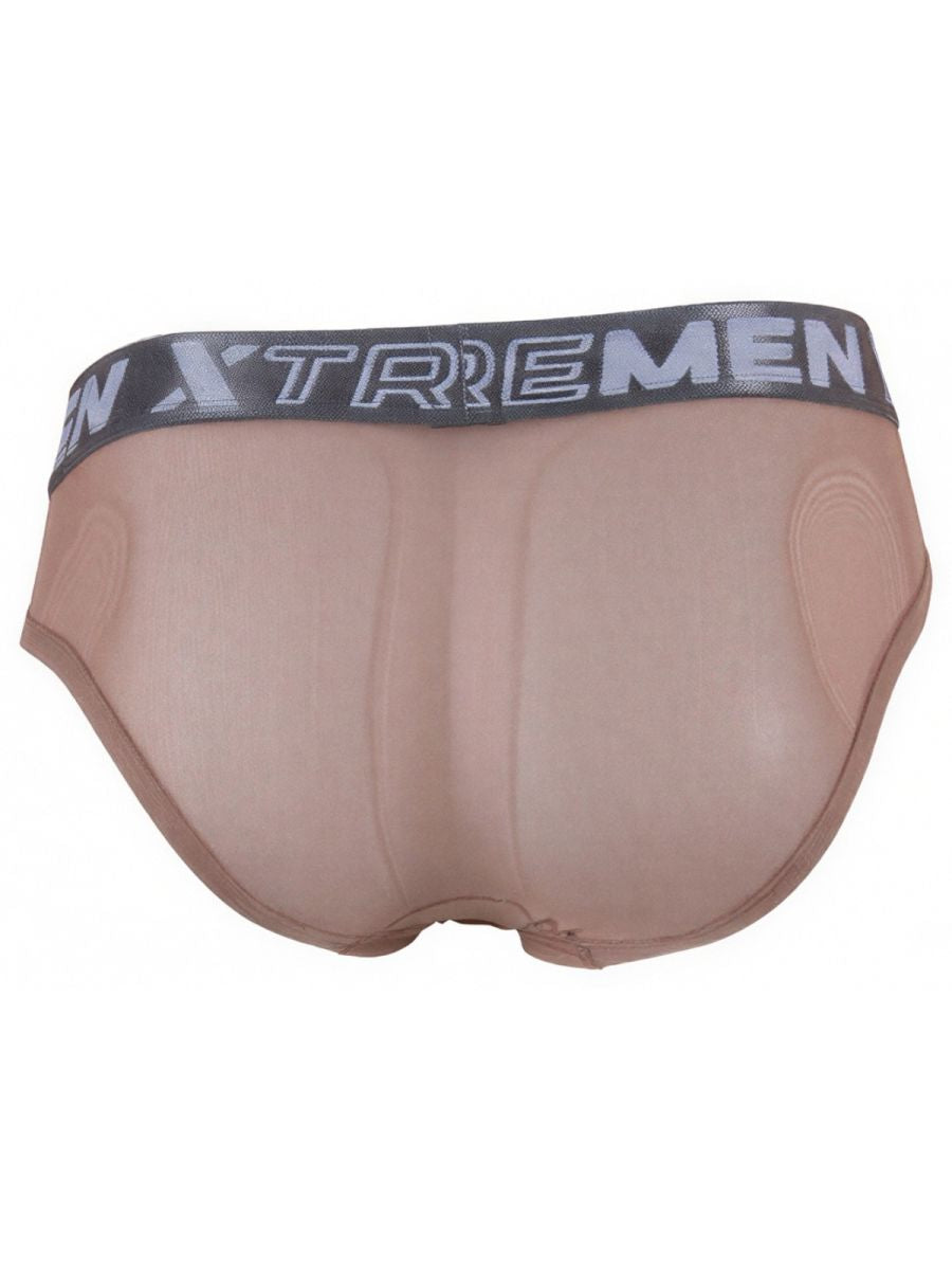 Xtremen 91262 Mens Sexy Microfiber Sheer Mesh Briefs Brown