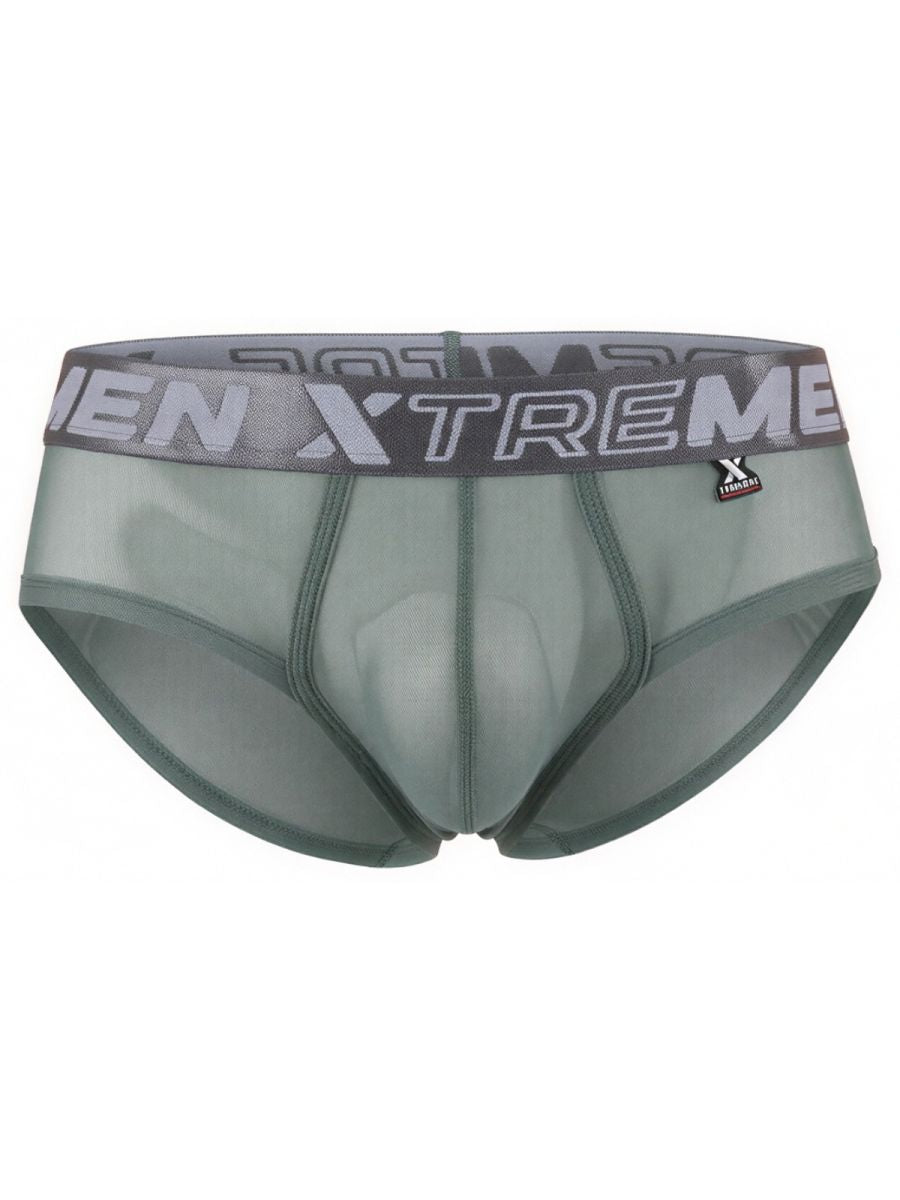 Xtremen 91262 Mens Sexy Microfiber Sheer Mesh Briefs Green