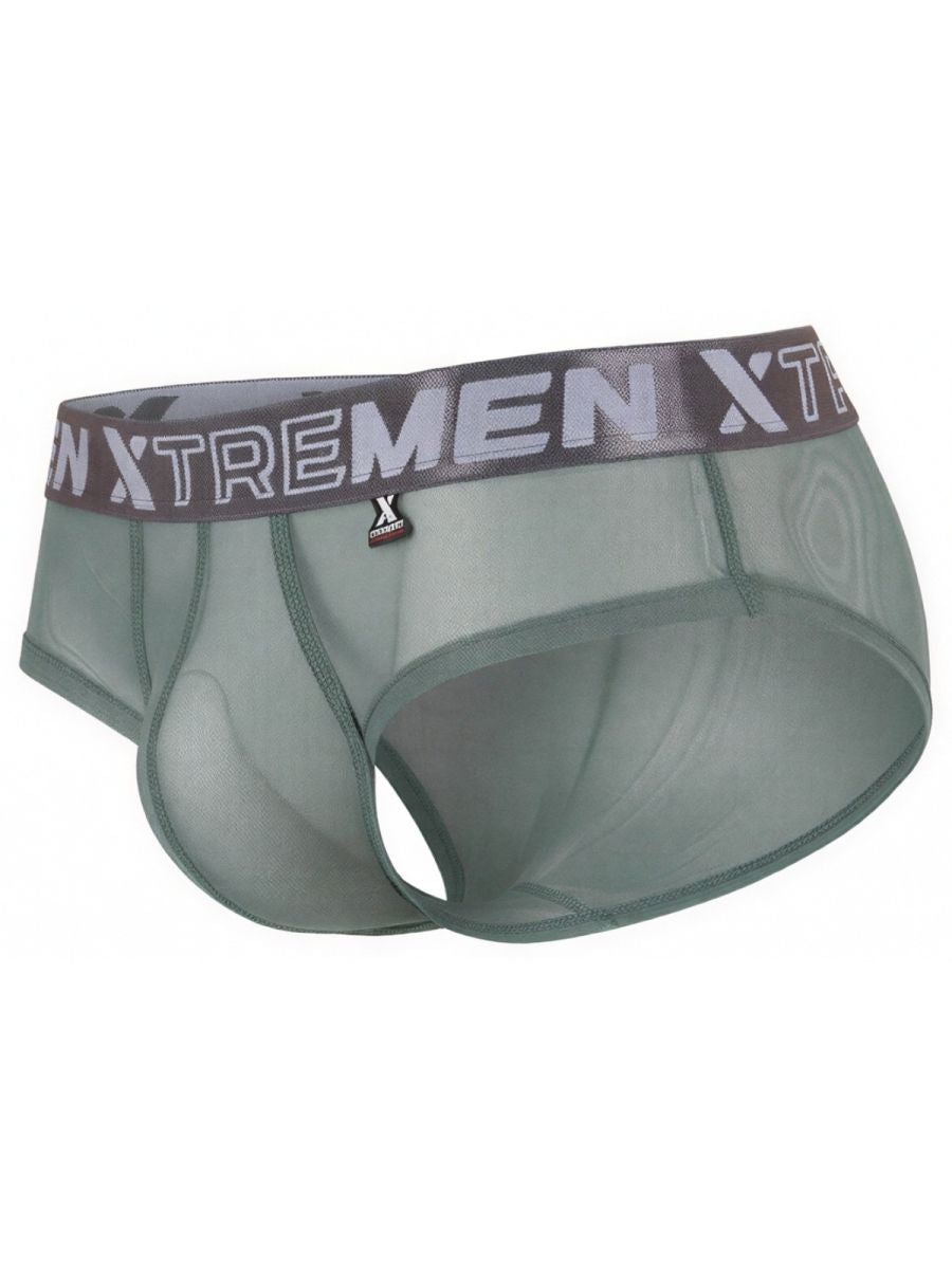Xtremen 91262 Mens Sexy Microfiber Sheer Mesh Briefs Green