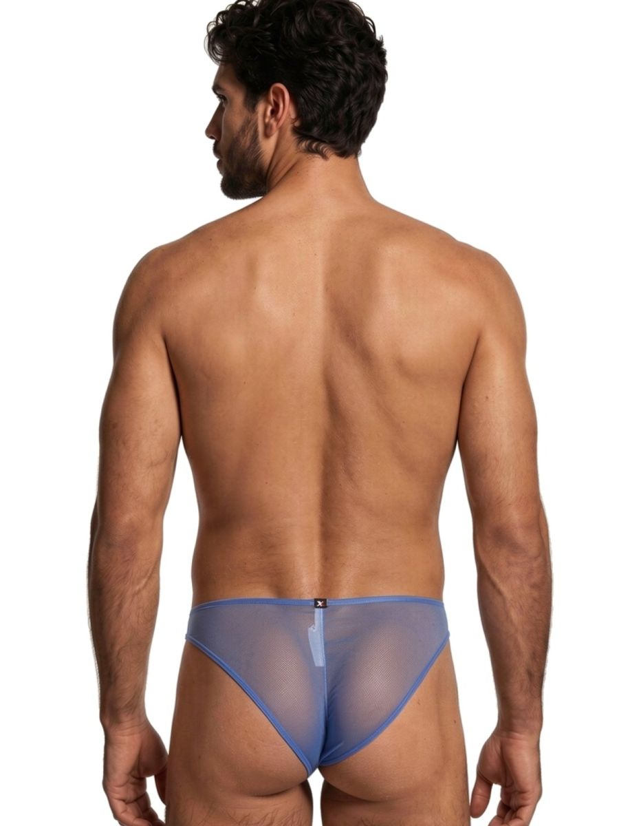 Xtremen 91264 Mens Microfiber See-through Mesh Bikini Brief Blue