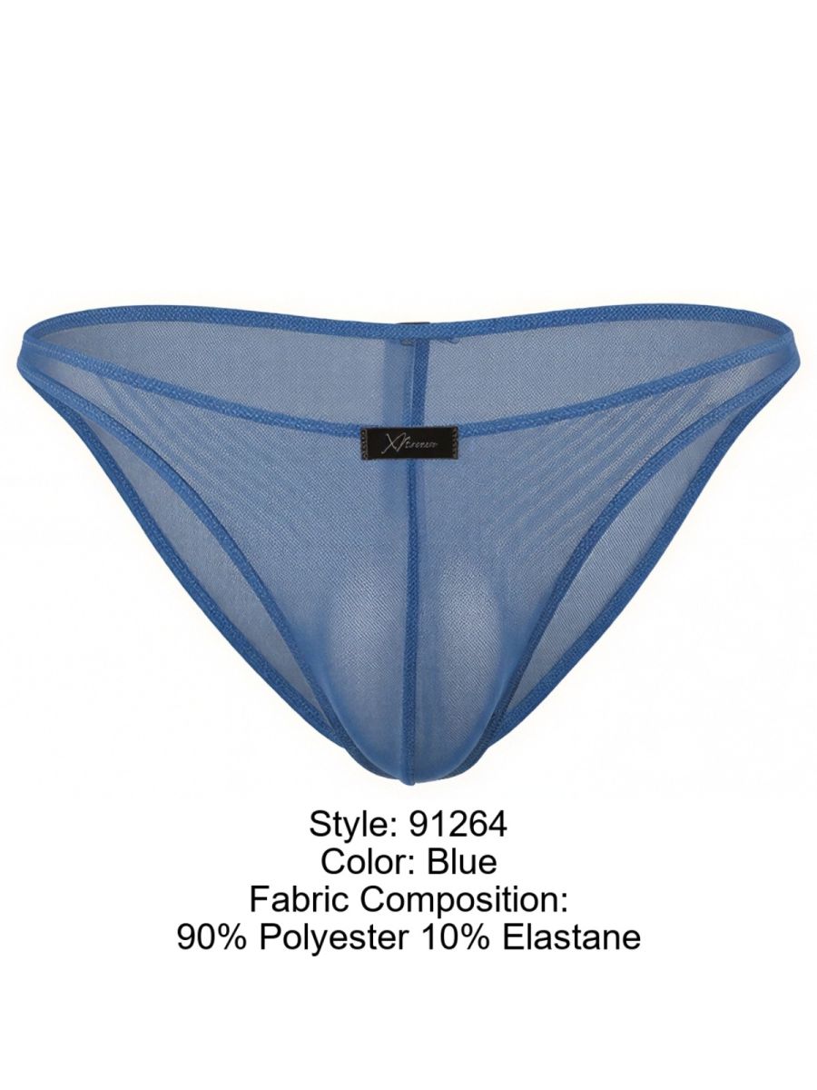 Xtremen 91264 Mens Microfiber See-through Mesh Bikini Brief Blue