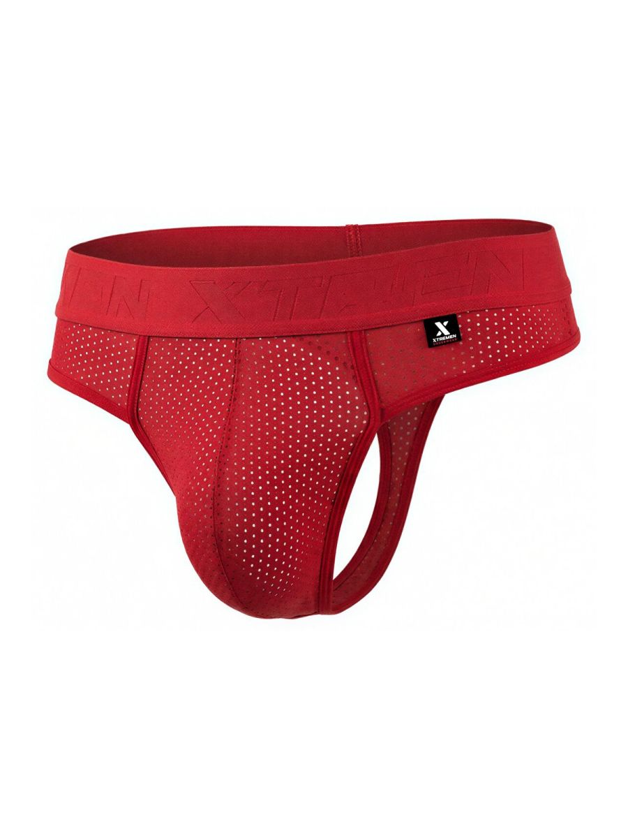 Xtremen 91268 Elite Mens Athletic Micro-Perforated Performance Thongs Red