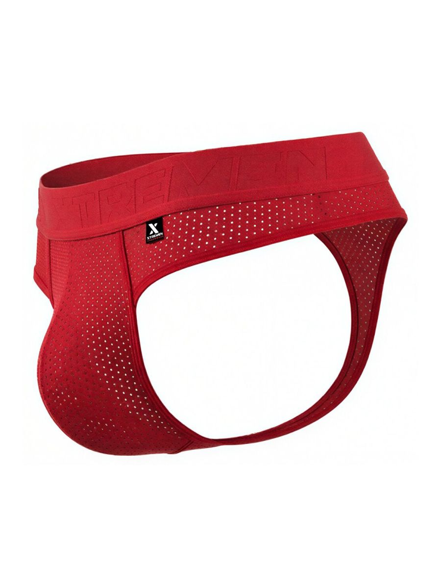 Xtremen 91268 Elite Mens Athletic Micro-Perforated Performance Thongs Red