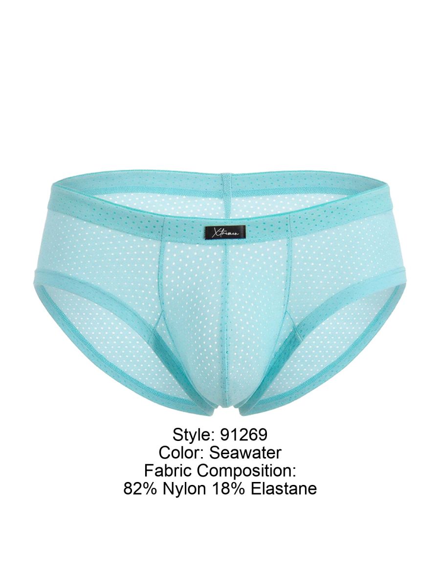 Xtremen 91269 Mens Sleek V-Cut Performance Mesh Briefs Seawater