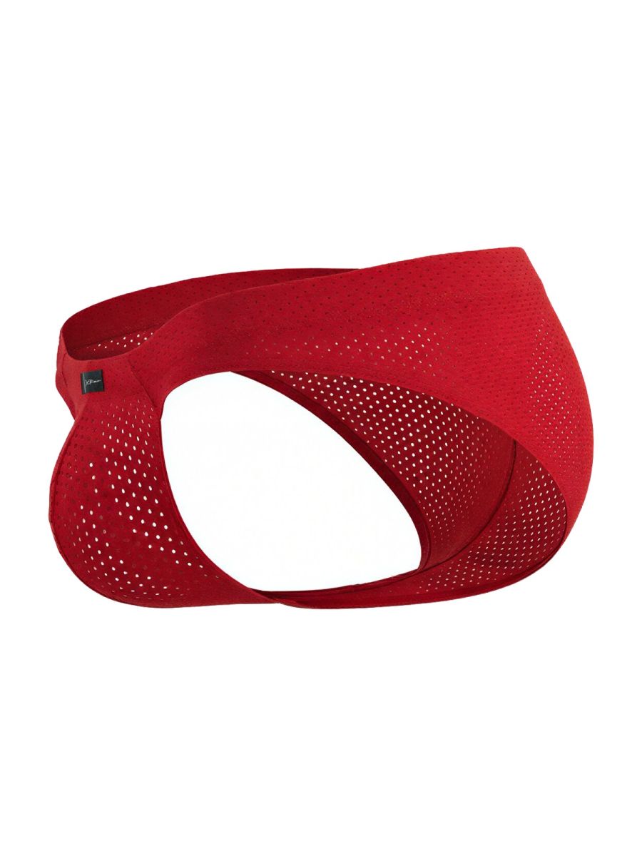 Xtremen 91270 Mens Sleek Low-Rise Perforated Briefs Red