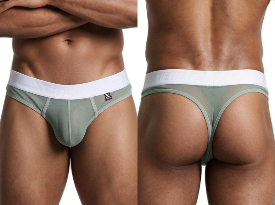 Xtremen 91278 Mens Microfiber Mesh Breathing Support Thongs Green