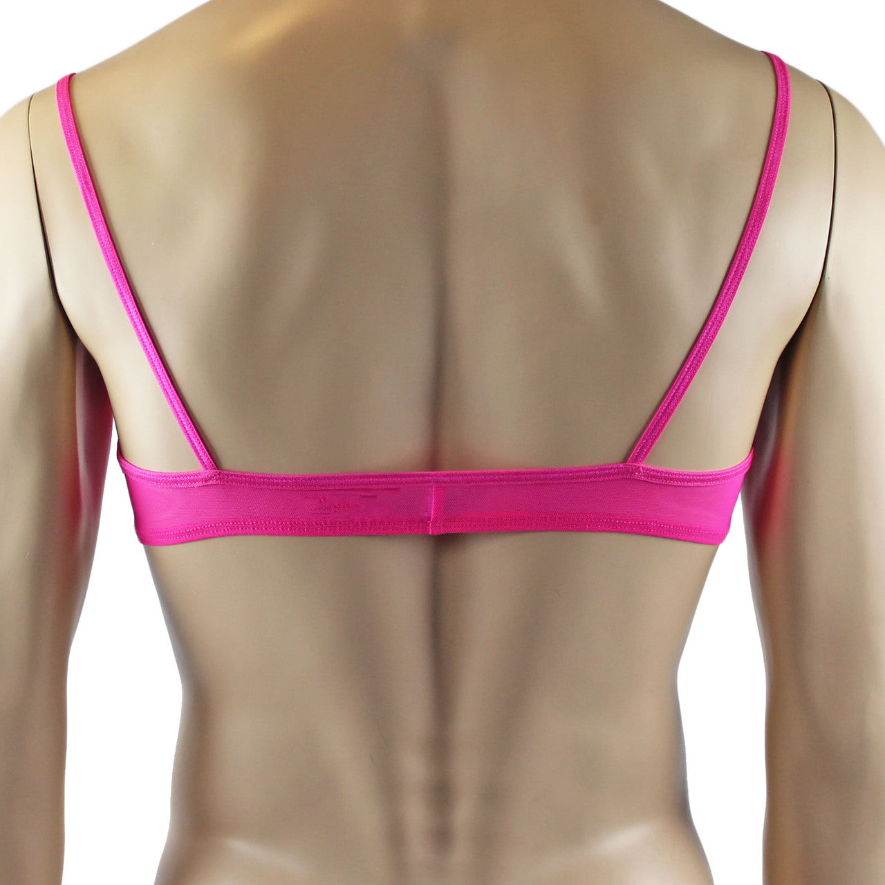 Mens Kristy Lace & Mesh Bra Top BR02L with thin Straps Hot Pink
