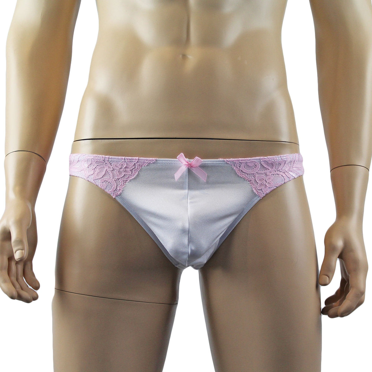 Mens Isabel Panty Stretch Spandex & Lace Thong with Sexy Back (white & pink lace plus other colours)