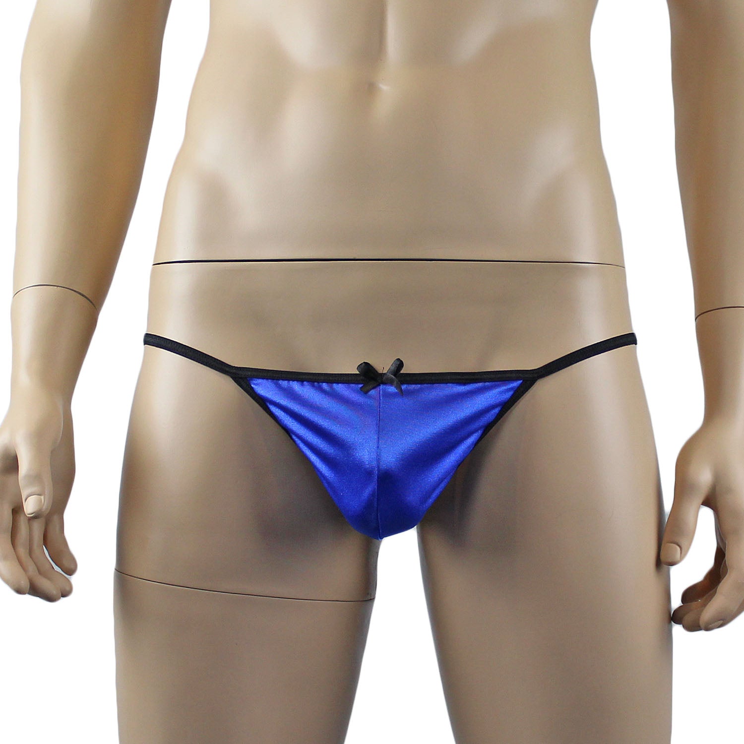 Mens Jenny Shiny Spandex Bra Top & G string Lingerie Blue & Black