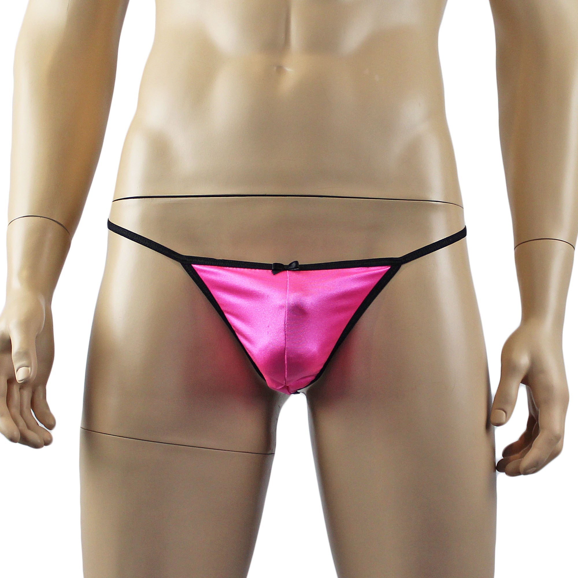 Mens Jenny Shiny Spandex Bra Top & G string Lingerie Hot Pink